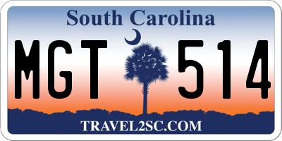 SC license plate MGT514