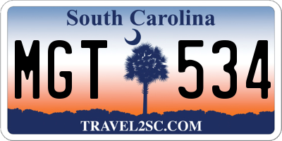 SC license plate MGT534