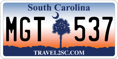 SC license plate MGT537