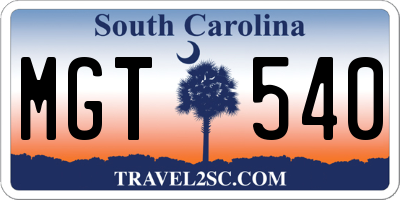SC license plate MGT540