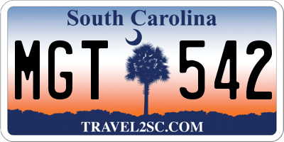 SC license plate MGT542