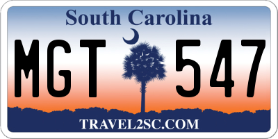 SC license plate MGT547