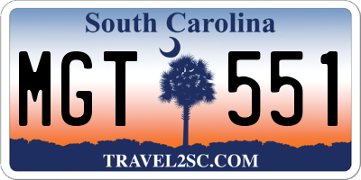 SC license plate MGT551