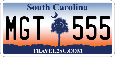 SC license plate MGT555