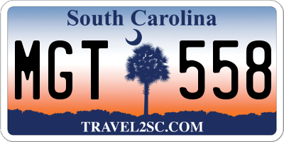SC license plate MGT558