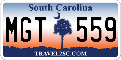SC license plate MGT559