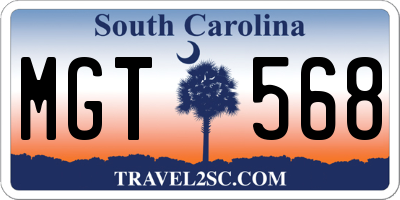 SC license plate MGT568