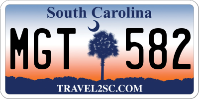 SC license plate MGT582