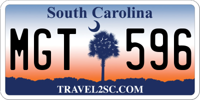 SC license plate MGT596