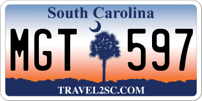 SC license plate MGT597
