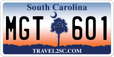 SC license plate MGT601