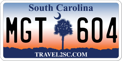 SC license plate MGT604