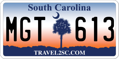 SC license plate MGT613