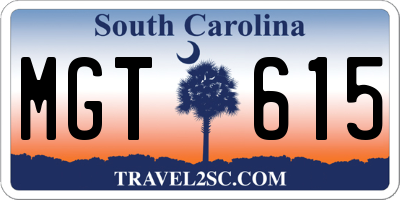 SC license plate MGT615