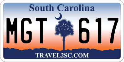SC license plate MGT617