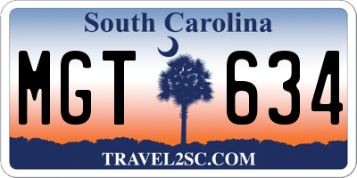 SC license plate MGT634
