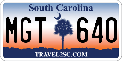 SC license plate MGT640
