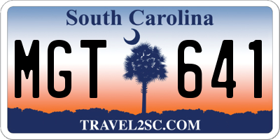 SC license plate MGT641
