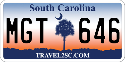 SC license plate MGT646