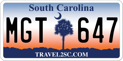 SC license plate MGT647