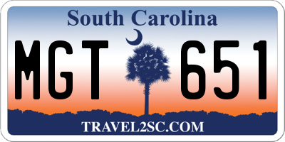 SC license plate MGT651