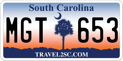 SC license plate MGT653