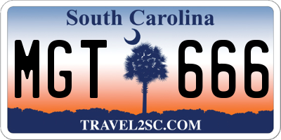 SC license plate MGT666