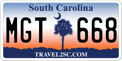 SC license plate MGT668