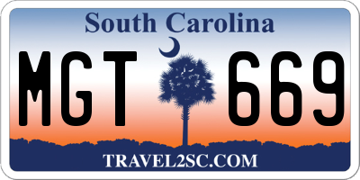 SC license plate MGT669