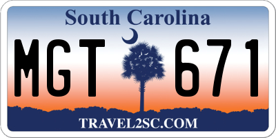 SC license plate MGT671