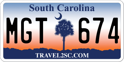 SC license plate MGT674