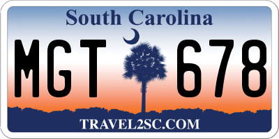 SC license plate MGT678