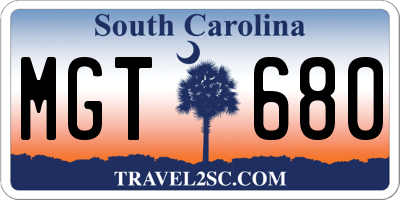 SC license plate MGT680