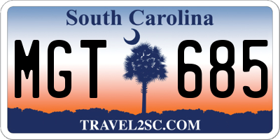 SC license plate MGT685