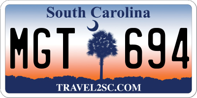 SC license plate MGT694