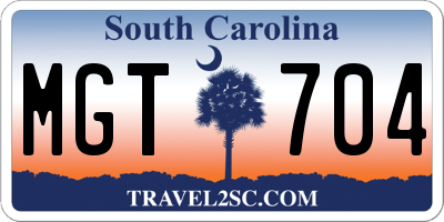 SC license plate MGT704