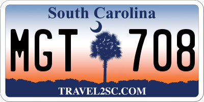 SC license plate MGT708