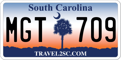 SC license plate MGT709