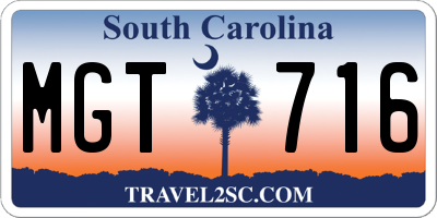 SC license plate MGT716