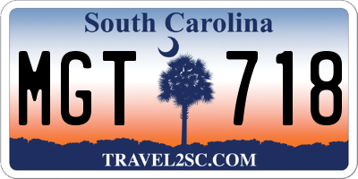 SC license plate MGT718