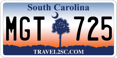 SC license plate MGT725