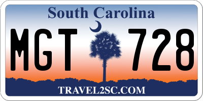 SC license plate MGT728