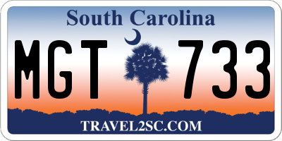 SC license plate MGT733