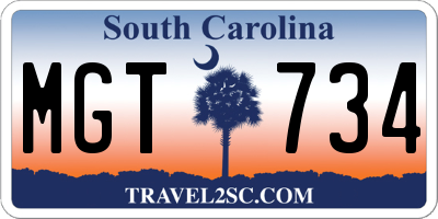 SC license plate MGT734