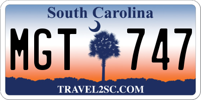 SC license plate MGT747