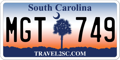 SC license plate MGT749