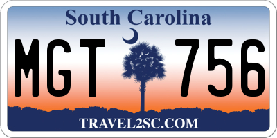 SC license plate MGT756
