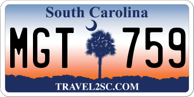 SC license plate MGT759