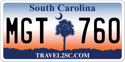 SC license plate MGT760
