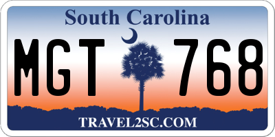 SC license plate MGT768